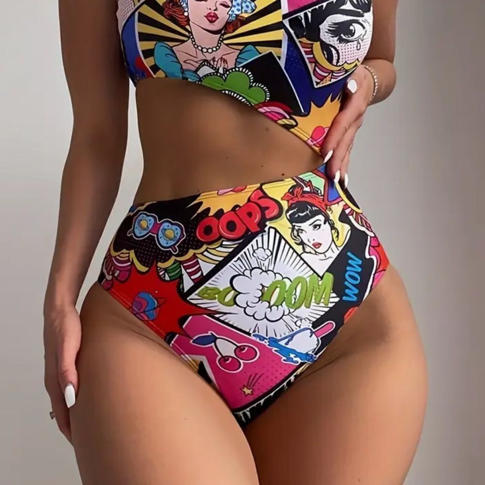 MISSLOOK Colorful Pop Art One Piece Swimsuit - Picture 3 of 9